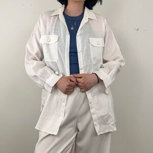 Pik Lik White Linen Button-Up Shirt